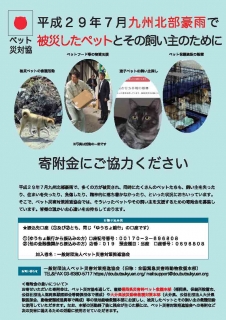 ［寄付金募集］平成29年７月九州北部豪雨で被災したペットとその飼い主のために